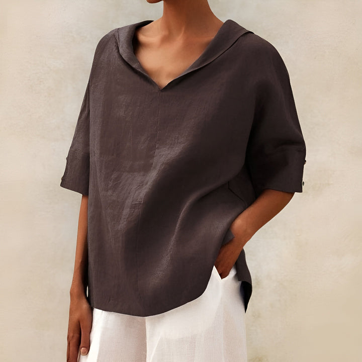 Eira – Losse Casual Blouse van Katoen & Linnen