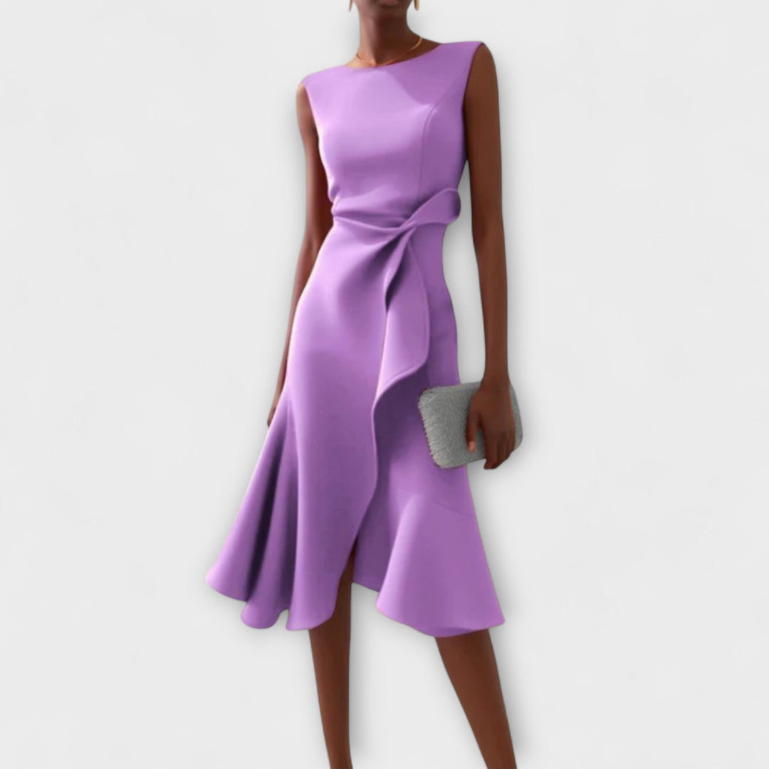 Cornelia - Geplooide Asymmetrische Midi-jurk