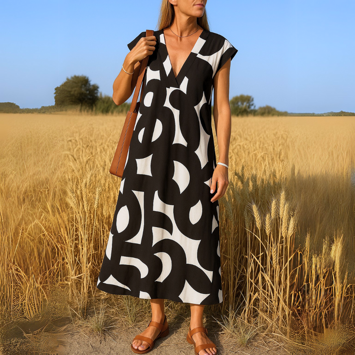 Georgine - Elegante V-Hals Midi-jurk