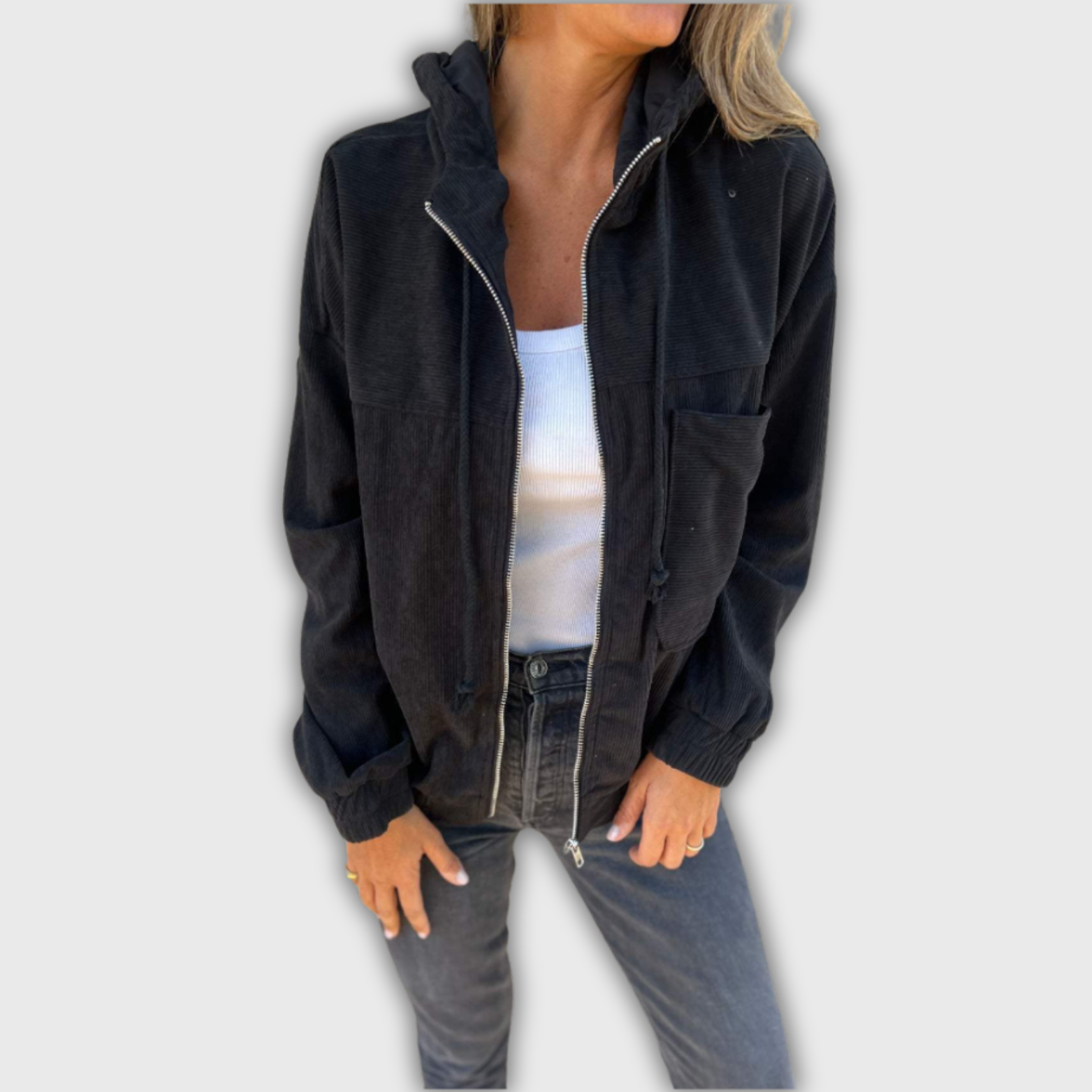 Vera - Retro Corduroy Jas met Capuchon