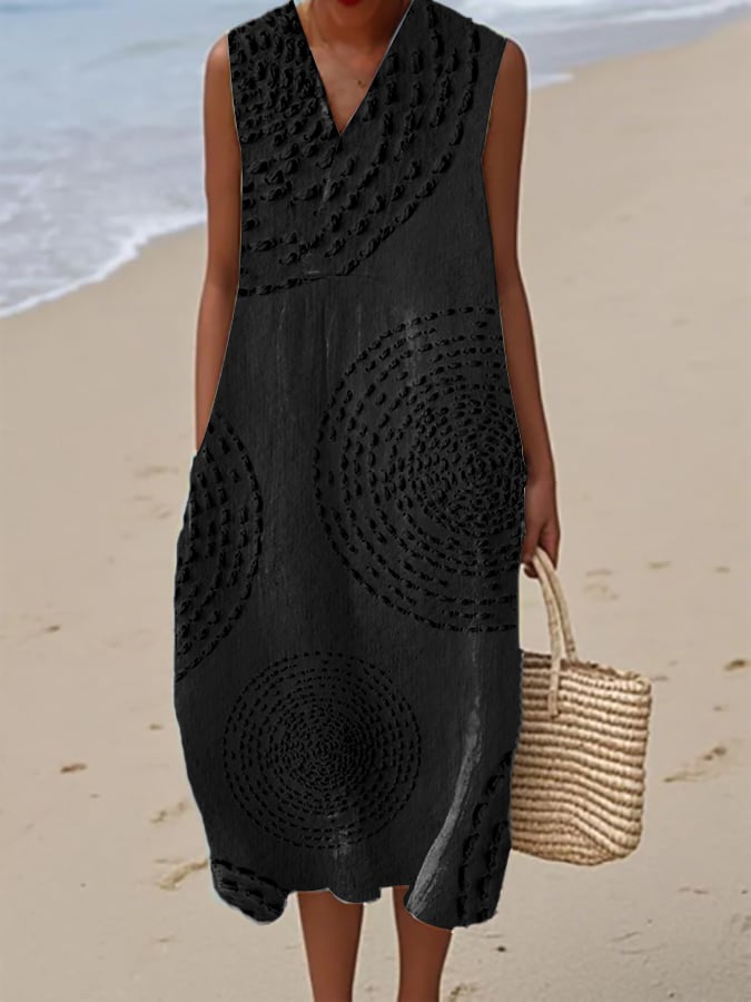 Elina - Mouwloze Printjurk met V-hals