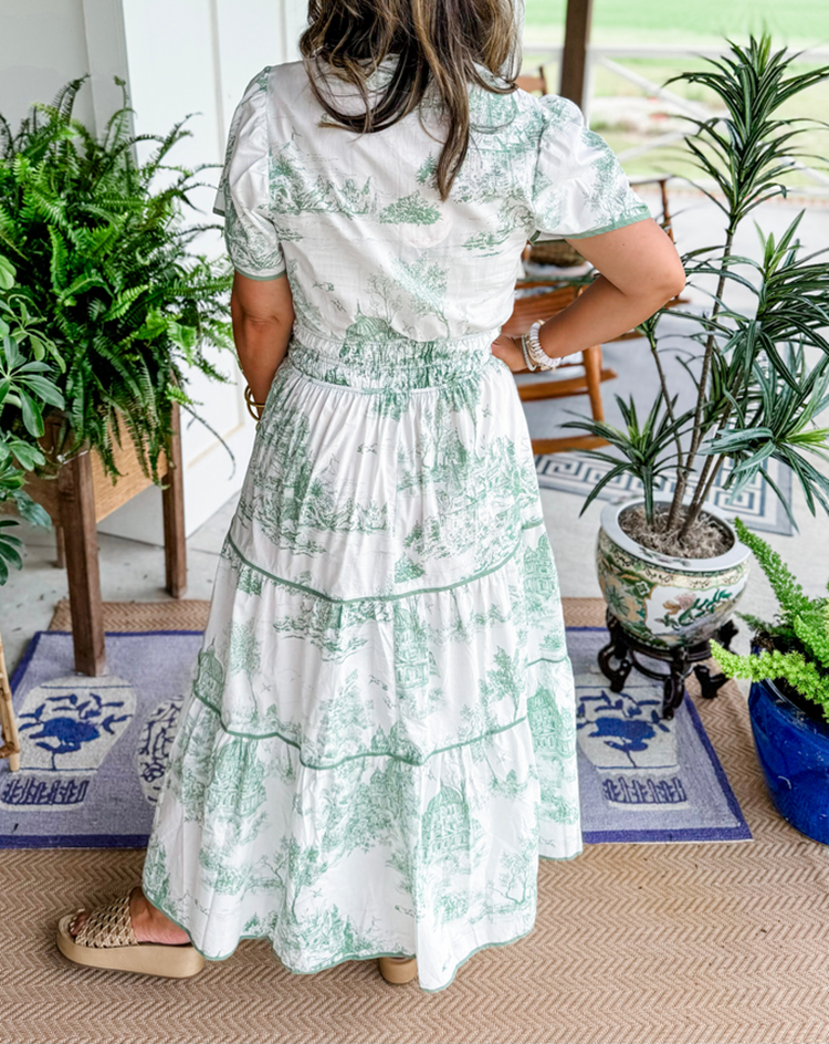 Eliza - Klassieke Toile Maxi Jurk