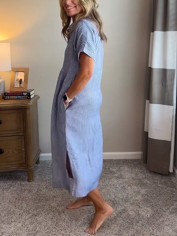 Carlijn - Gestreepte Maxi Blousejurk