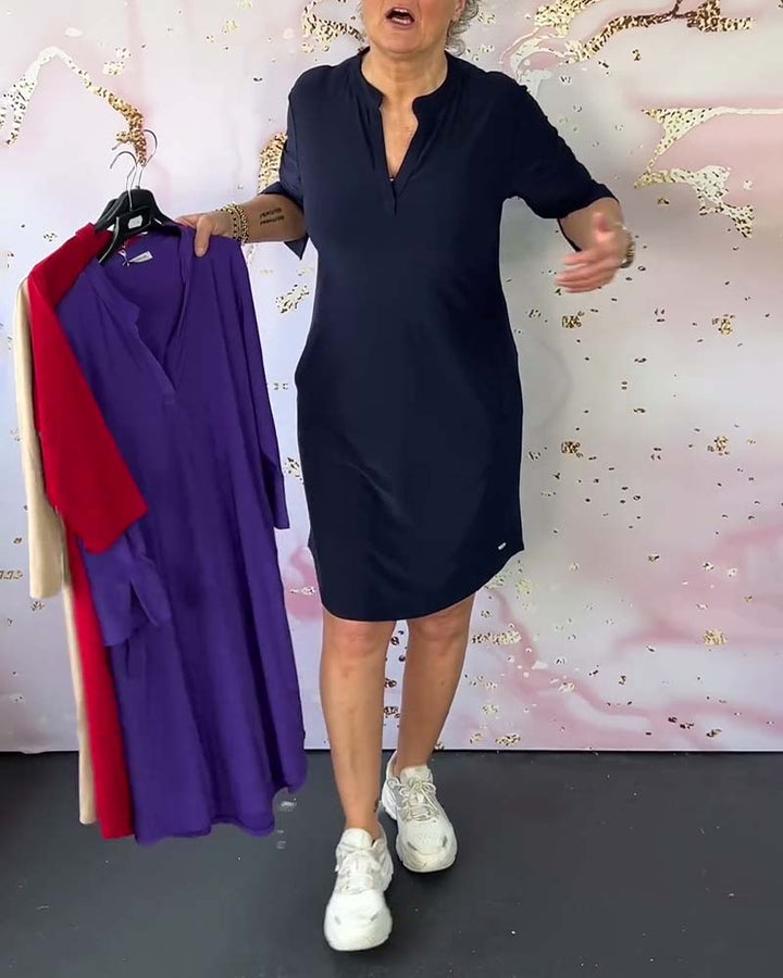 Emmas® | Effen jurk met V-hals
