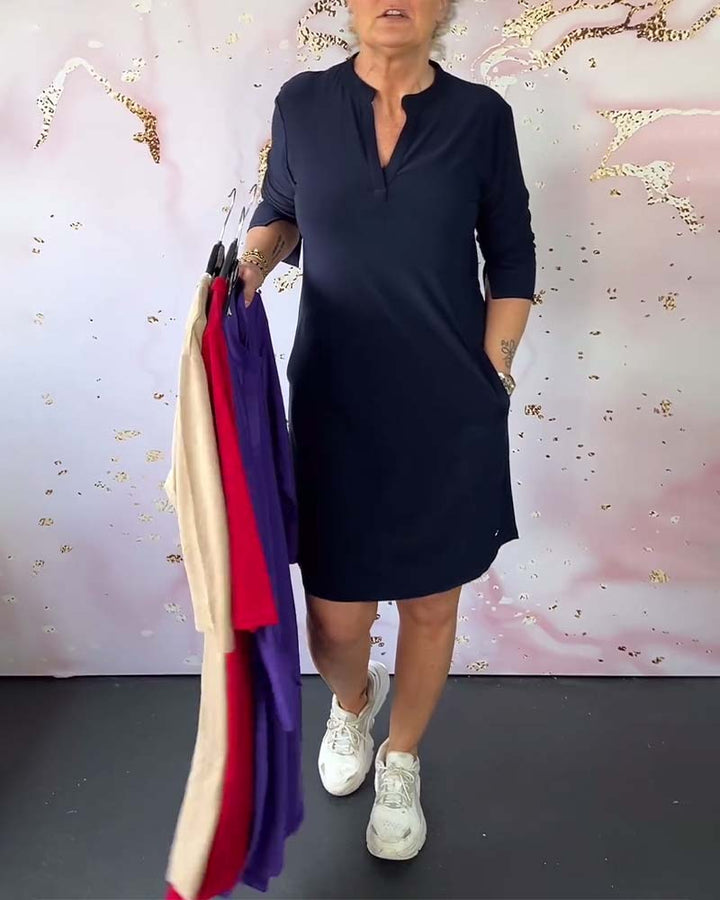 Emmas® | Effen jurk met V-hals