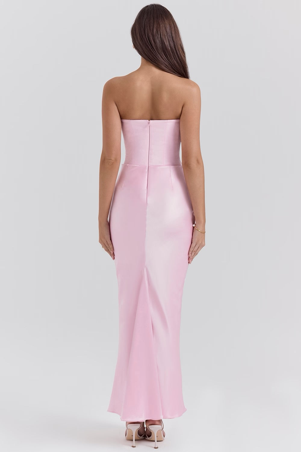 Hera – Elegante Retro Straploze Feestjurk in Effen Kleur