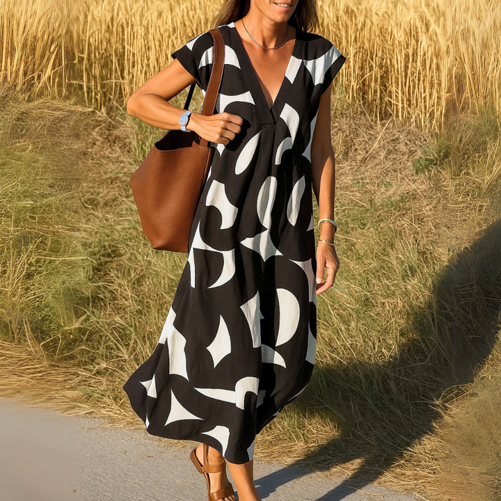 Georgine - Elegante V-Hals Midi-jurk
