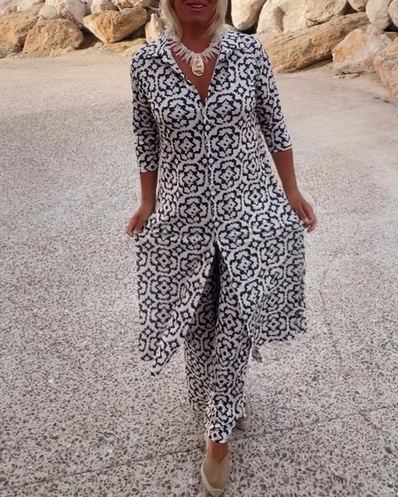 Evelyn - Chique Geometrische Tweedelige Set