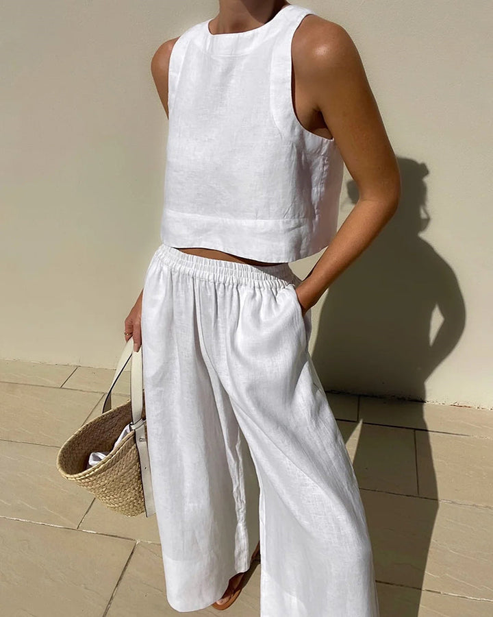 Aminta – Casual Mouwloze Zomeroutfit Set