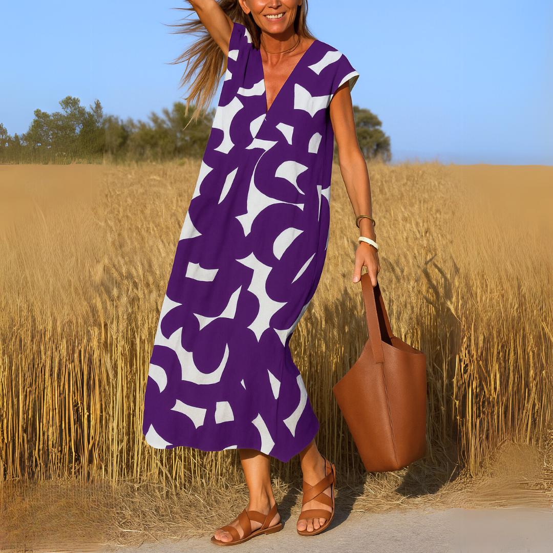 Georgine - Elegante V-Hals Midi-jurk
