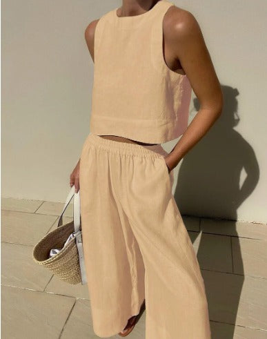Aminta – Casual Mouwloze Zomeroutfit Set