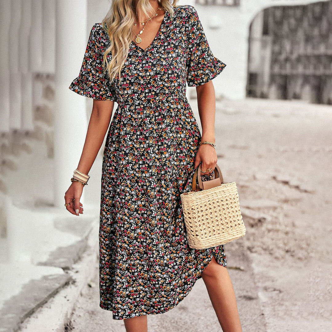 Fleur - Bloemenprint Midi-jurk