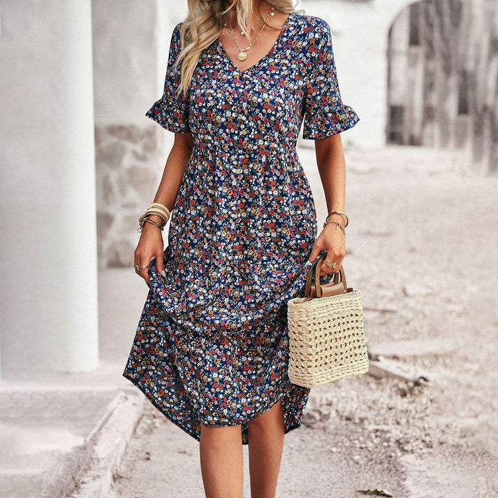 Fleur - Bloemenprint Midi-jurk