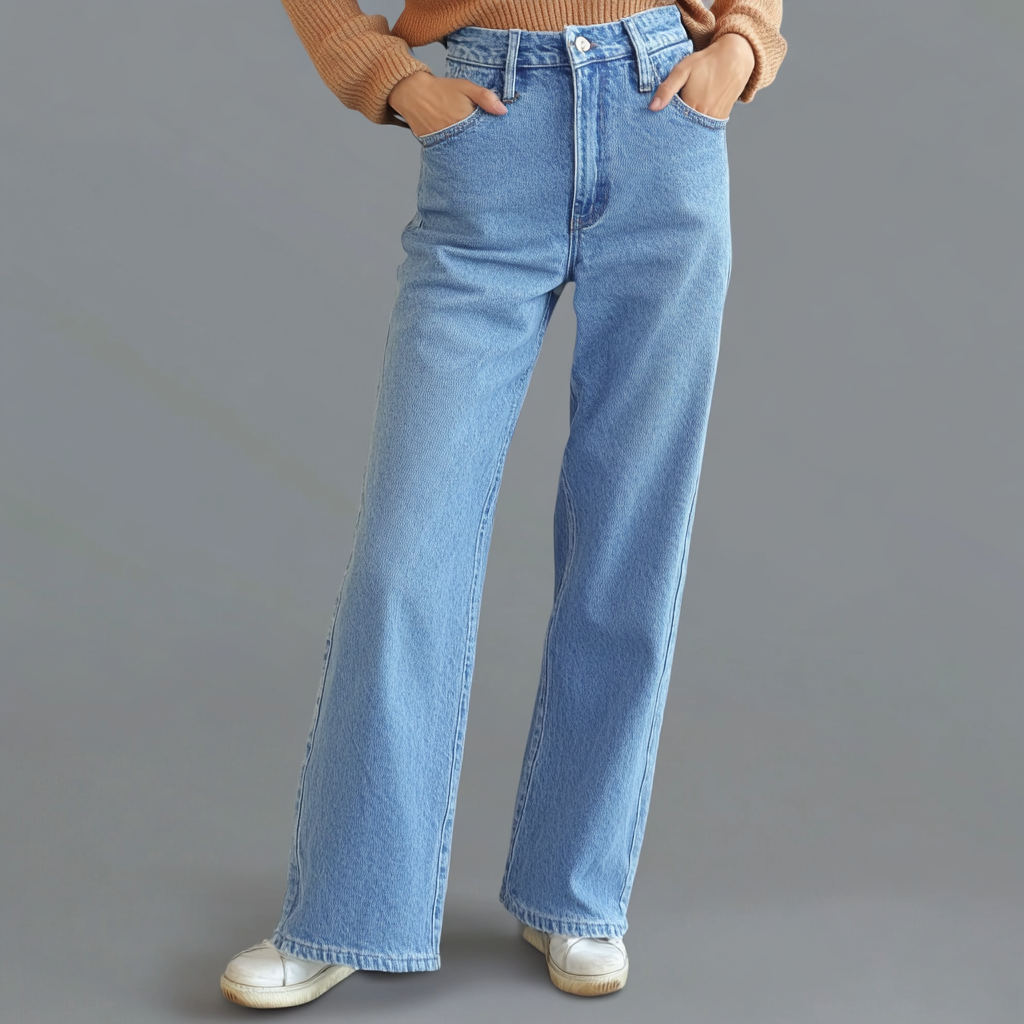 Laluna - Blauwe Rechte Spijkerbroek