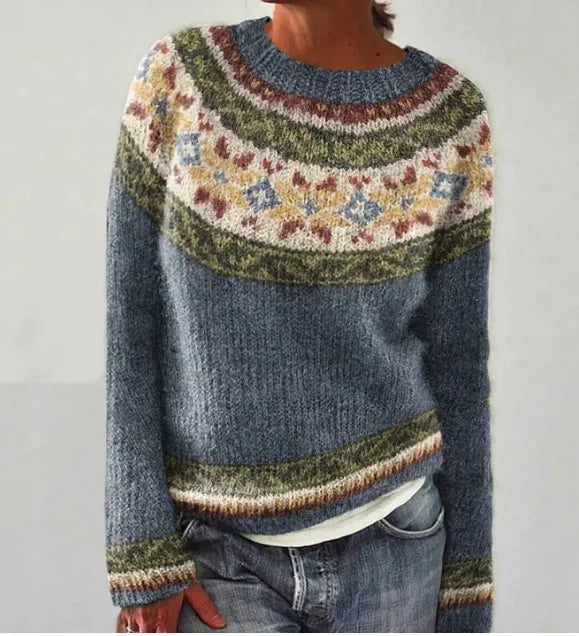 Lexi - Retro Noors Patroon Herfstsweater