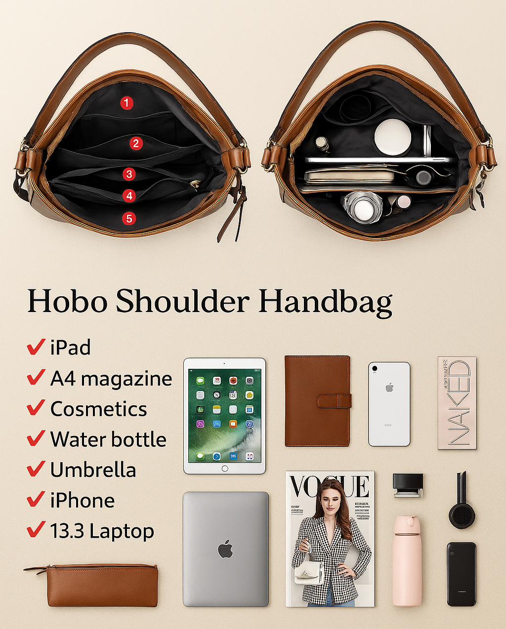 Blakely – Luxe Leren Hobo-Handtas