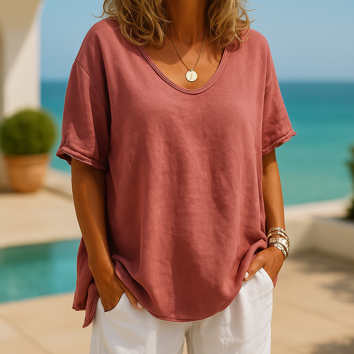 Arista - Casual Relaxed Top met Ronde Hals
