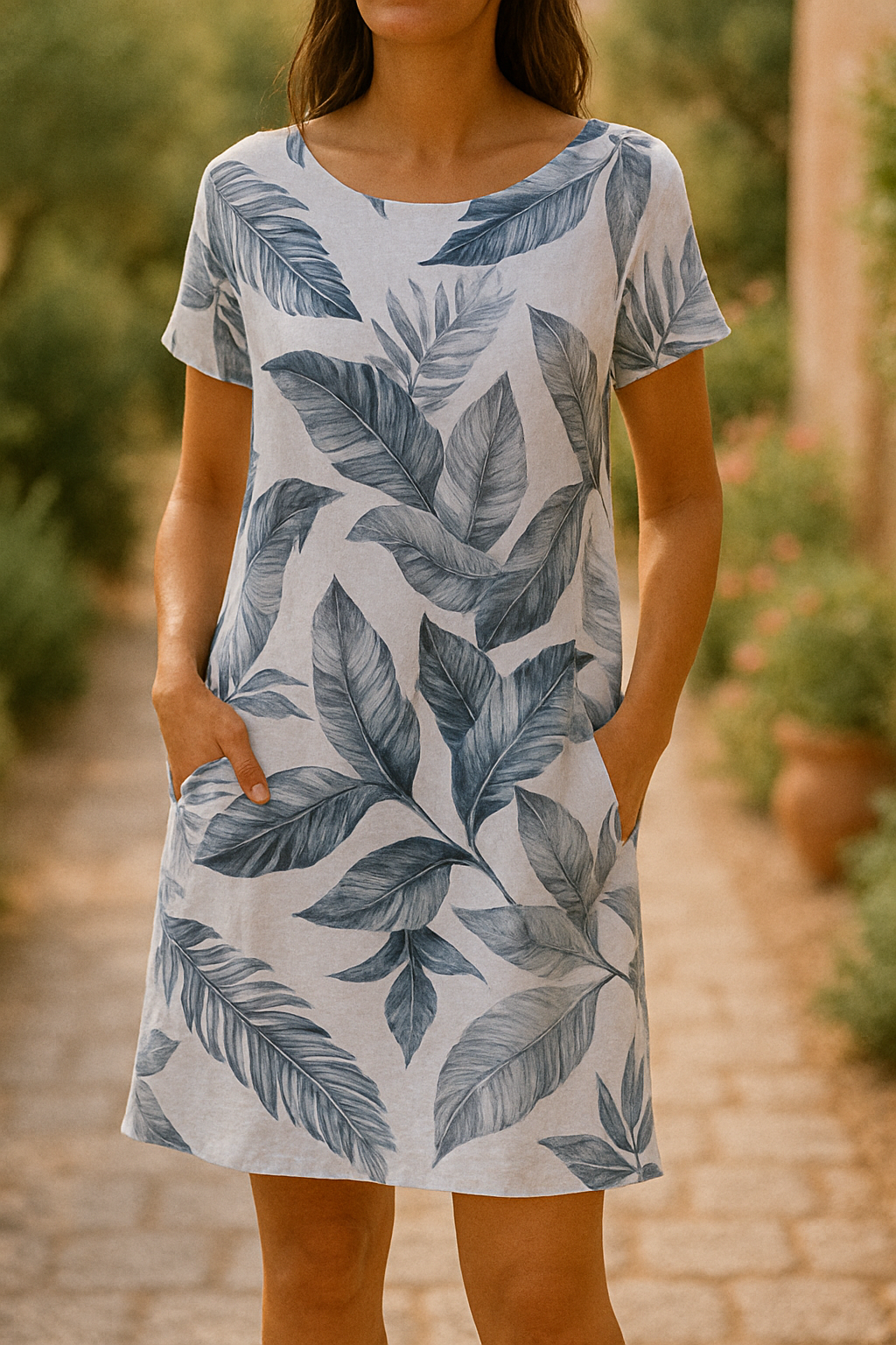 Livia - Elegante Jurk van Katoen & Lin