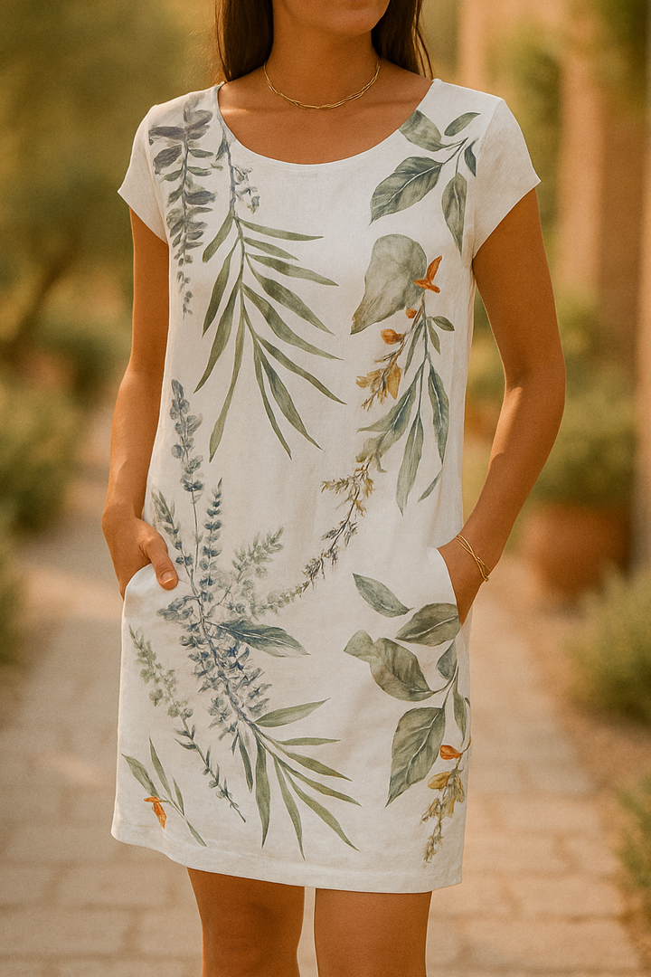 Livia - Elegante Jurk van Katoen & Lin