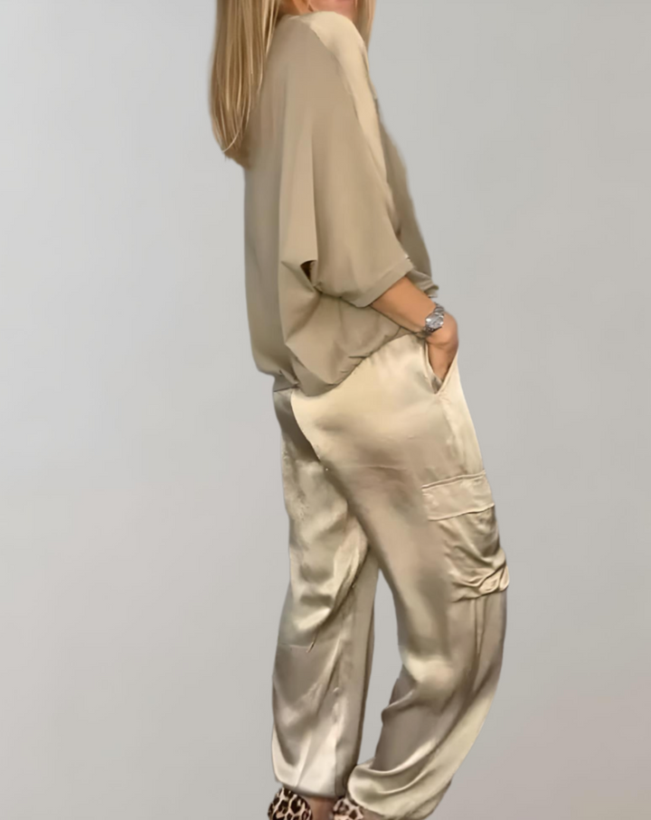 Miriam – Zijdezachte Cargo Lounge Set