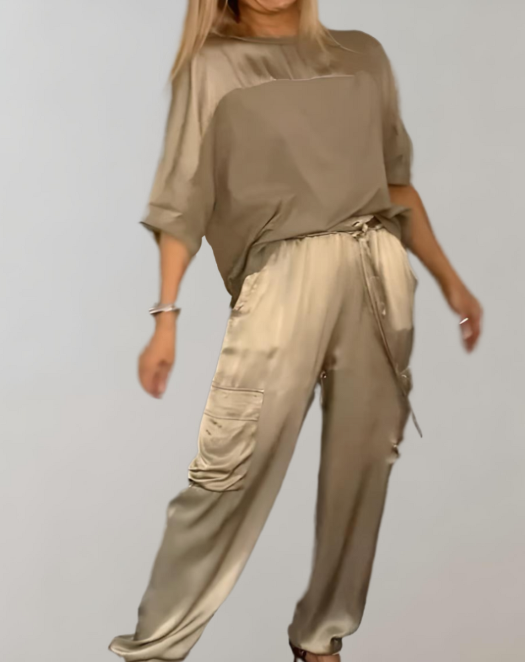 Miriam – Zijdezachte Cargo Lounge Set