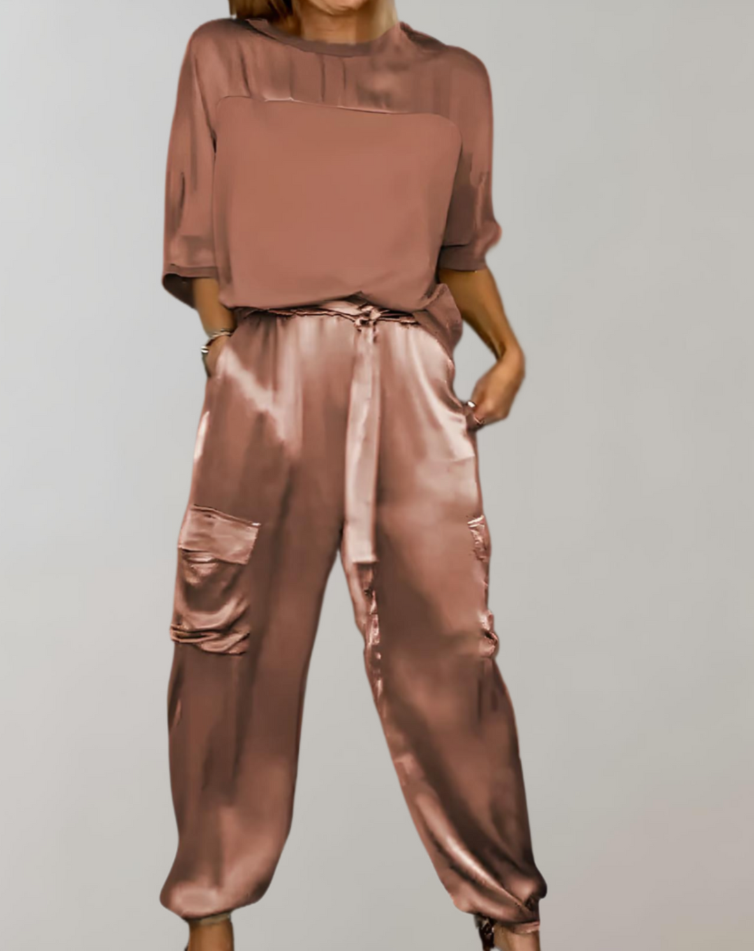Miriam – Zijdezachte Cargo Lounge Set