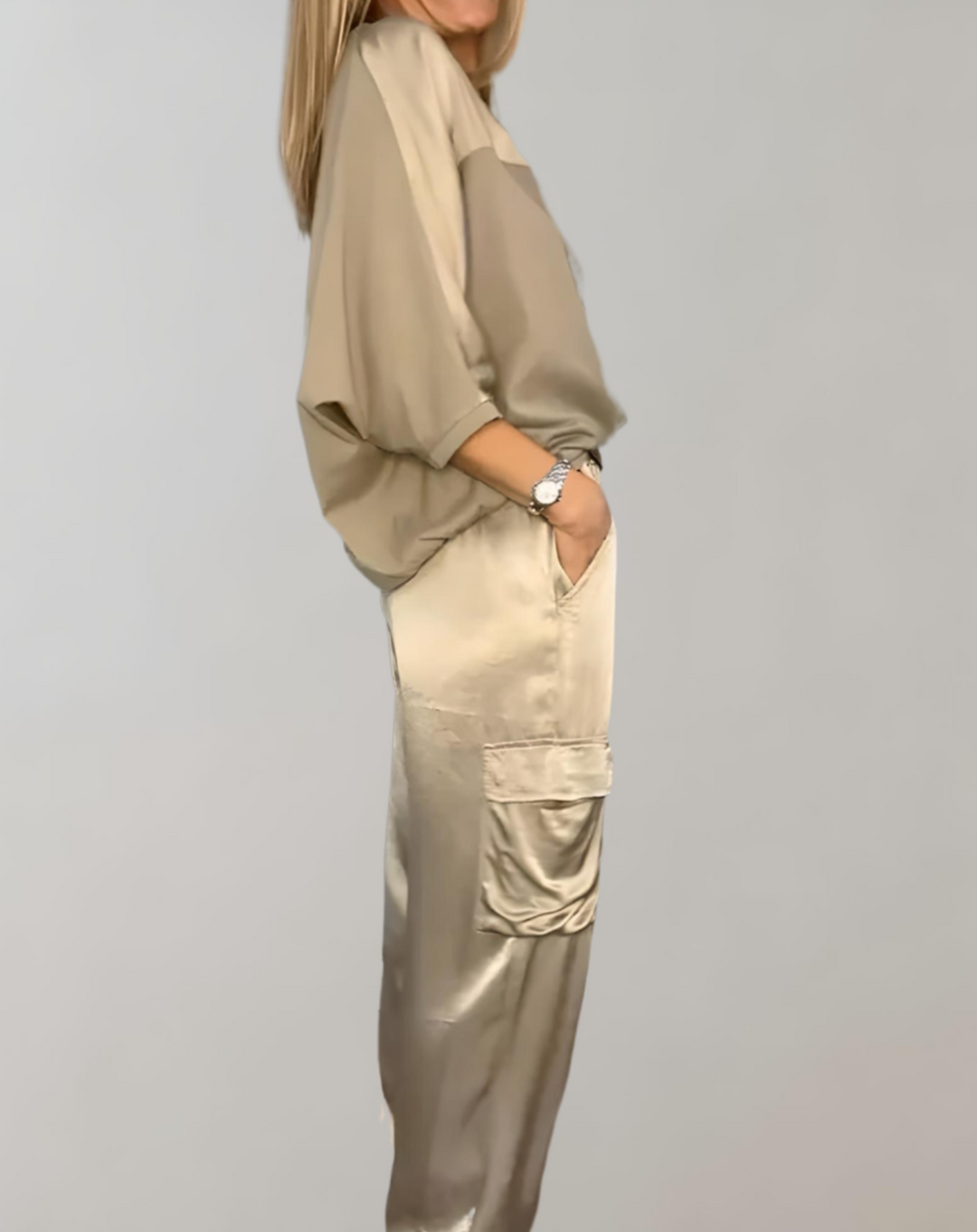 Miriam – Zijdezachte Cargo Lounge Set