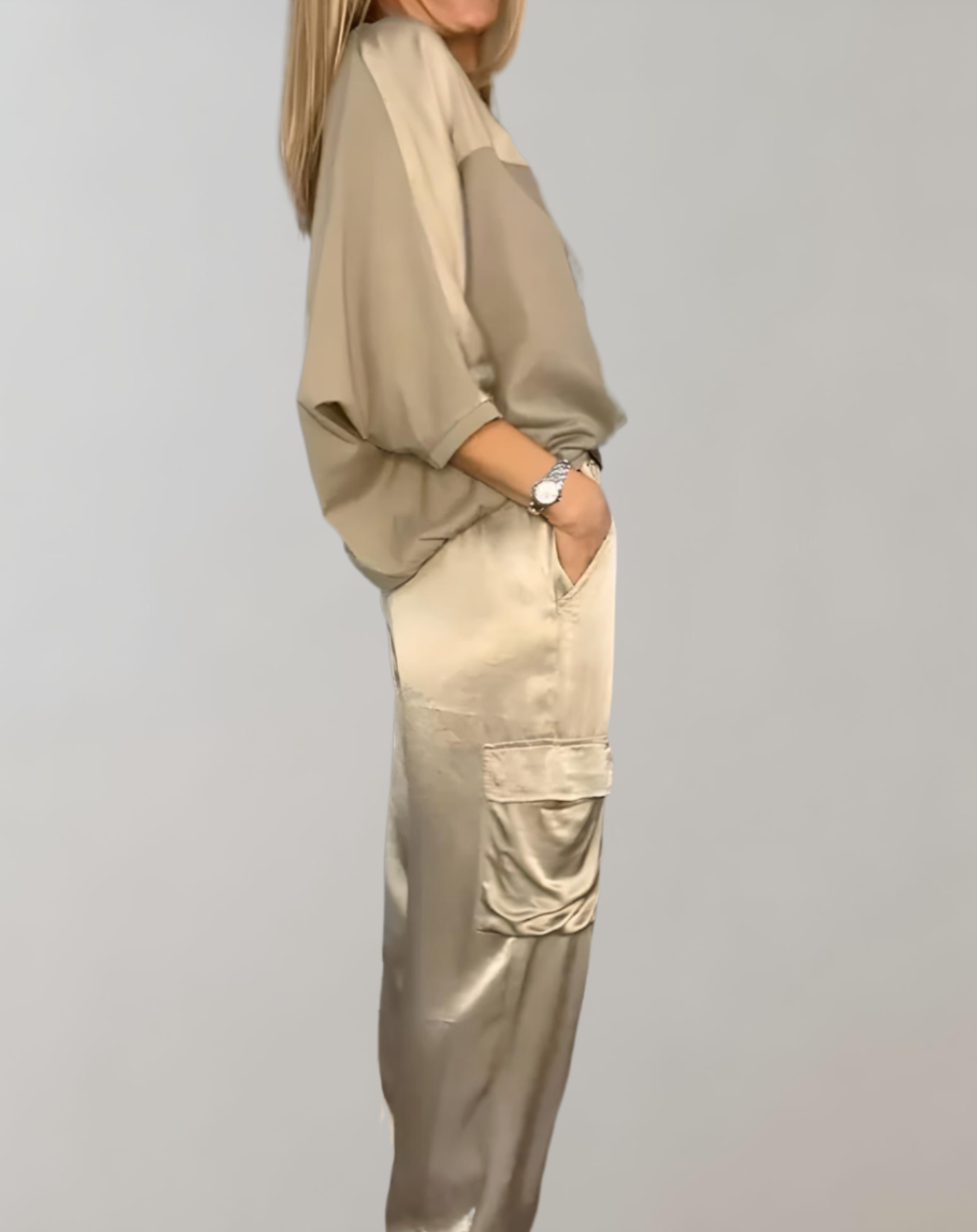 Miriam – Zijdezachte Cargo Lounge Set