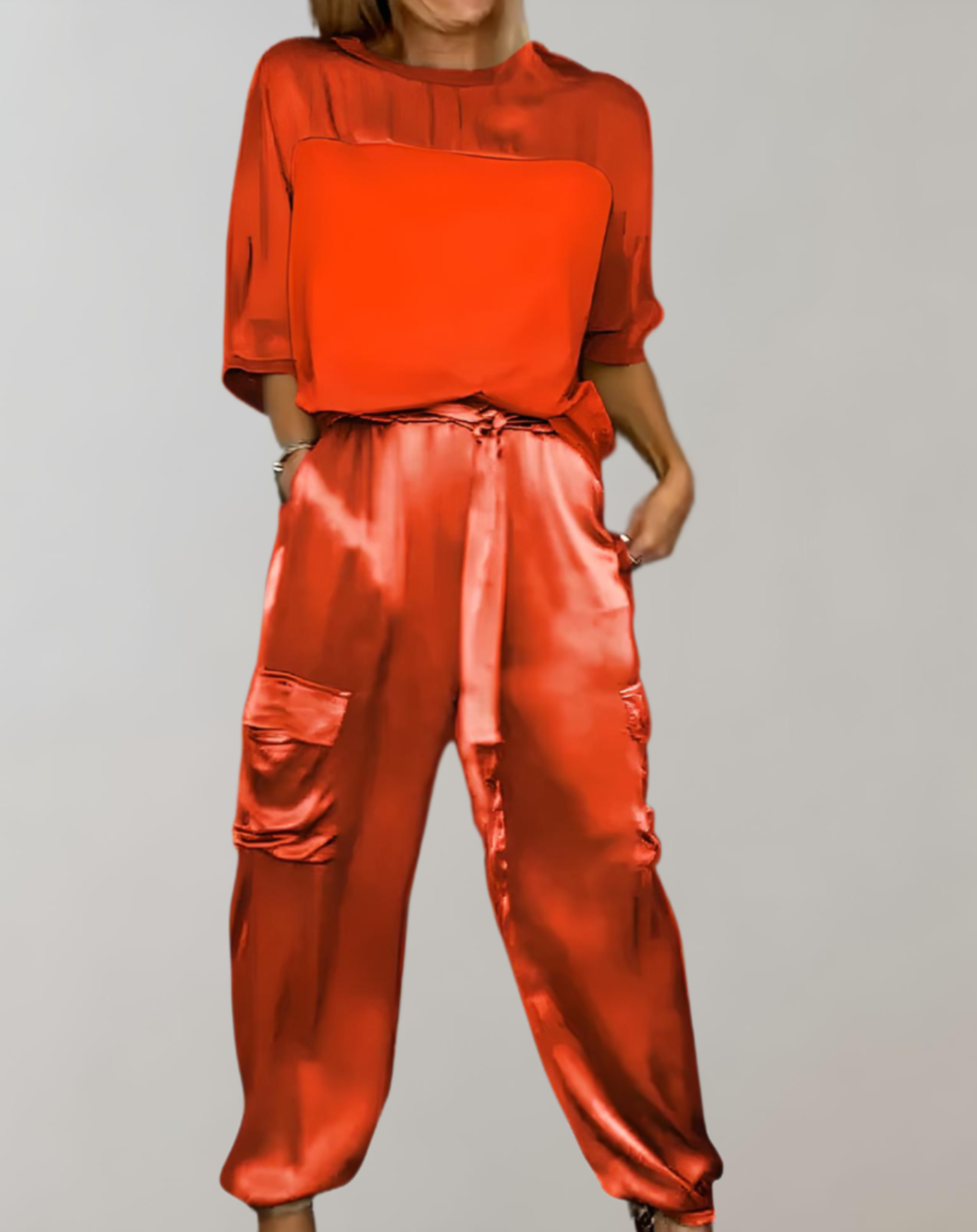 Miriam – Zijdezachte Cargo Lounge Set