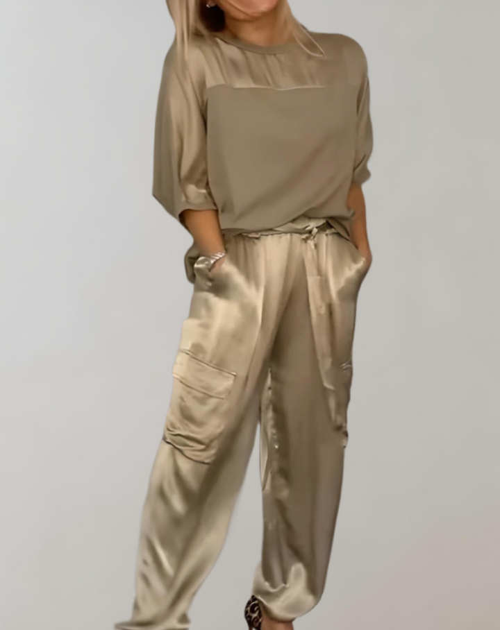Miriam – Zijdezachte Cargo Lounge Set