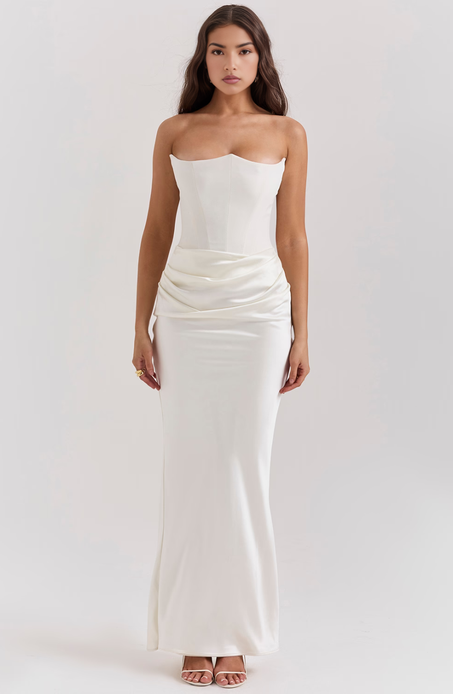 Hera – Elegante Retro Straploze Feestjurk in Effen Kleur