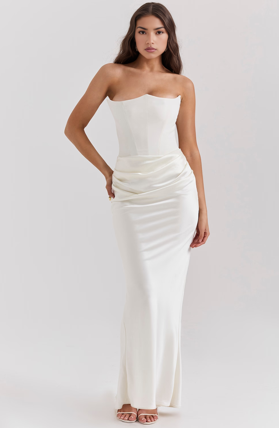 Hera – Elegante Retro Straploze Feestjurk in Effen Kleur