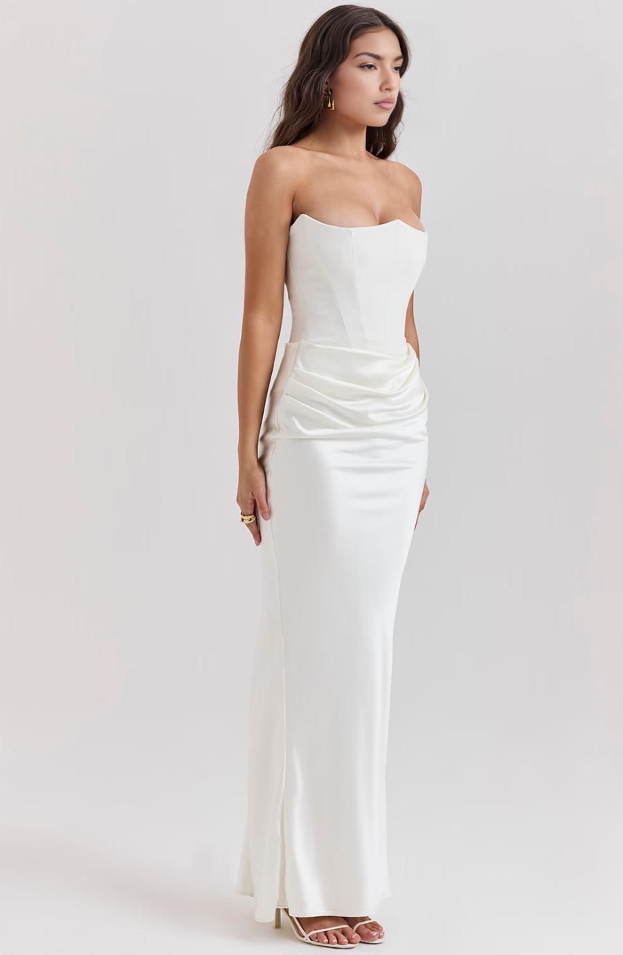Hera – Elegante Retro Straploze Feestjurk in Effen Kleur