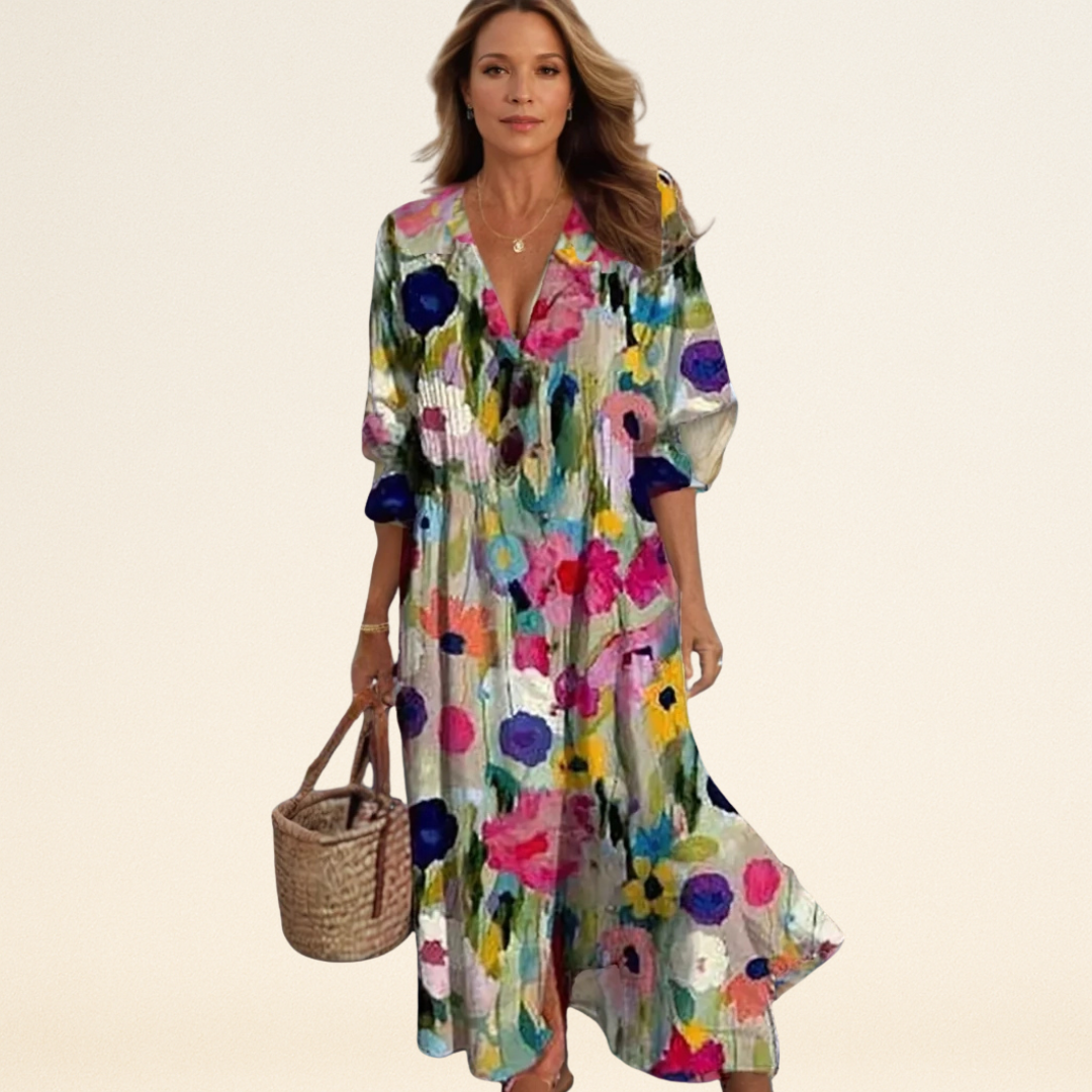 Erma – Jurk met Levendige Bloemenprint