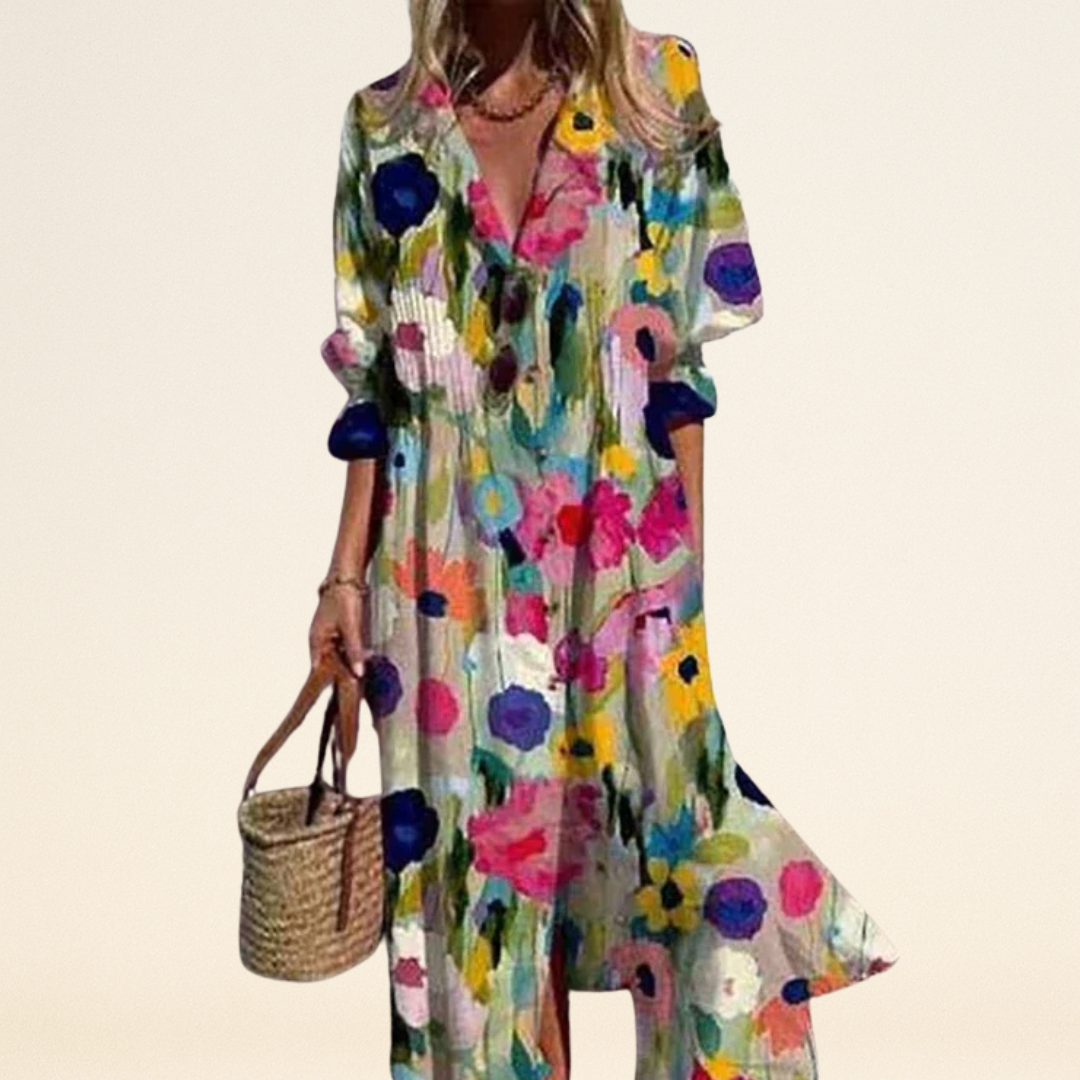 Erma – Jurk met Levendige Bloemenprint