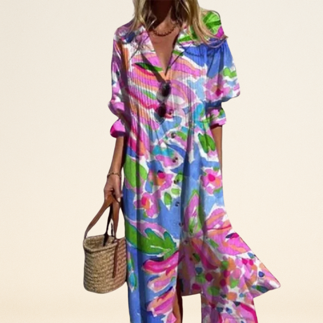 Erma – Jurk met Levendige Bloemenprint