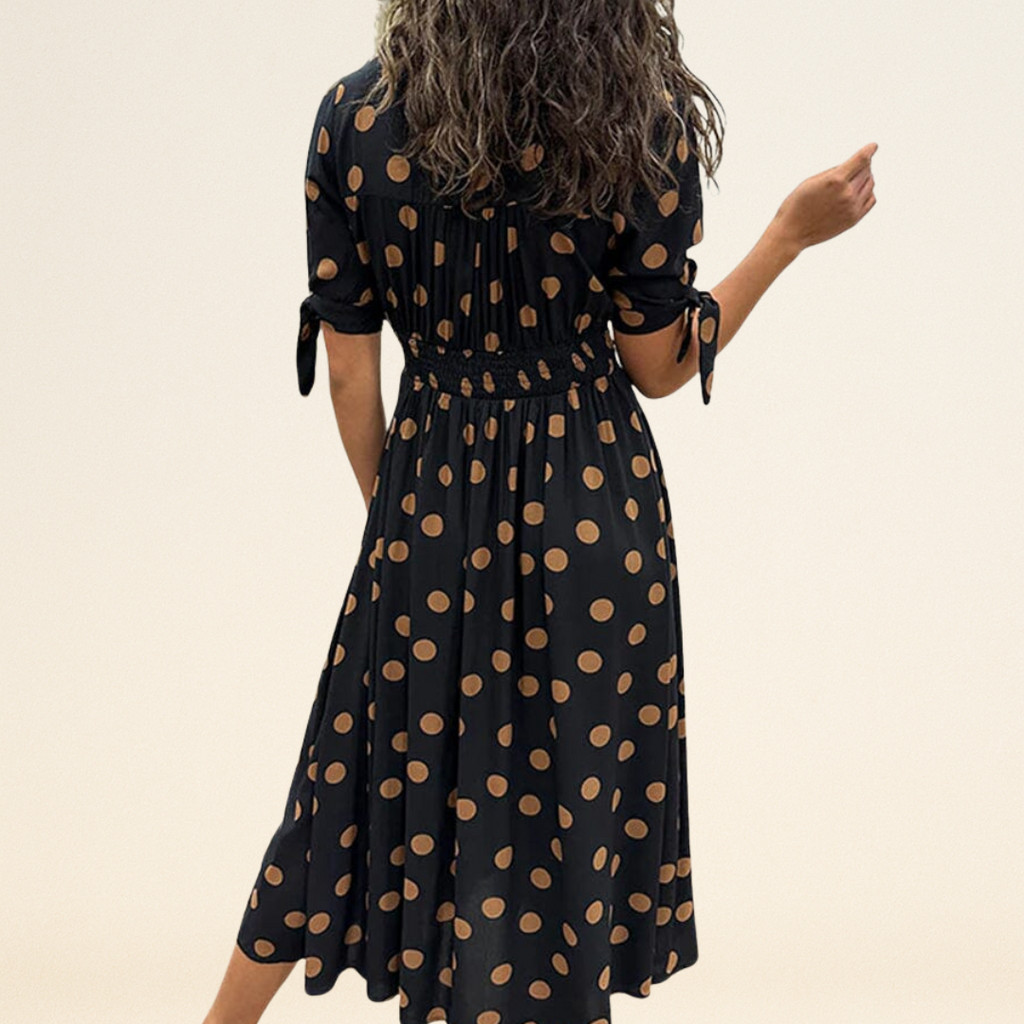 Fania – Jurk met Polkadots en V-Hals