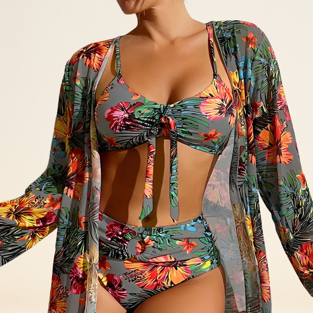 Flora – Tropische Print Bikini Set met Cover-Up