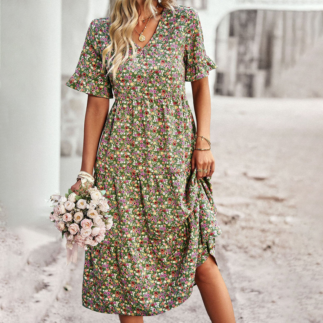 Fleur - Bloemenprint Midi-jurk