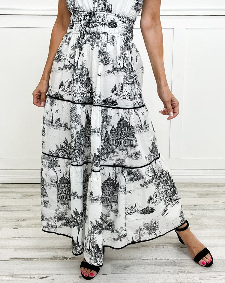 Eliza - Klassieke Toile Maxi Jurk
