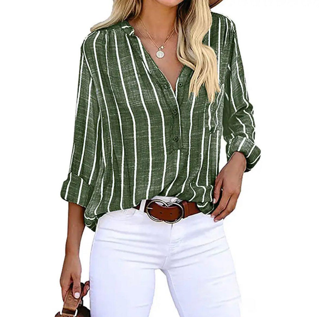 Brinley – Stijlvolle Gestreepte Blouse met Knopen