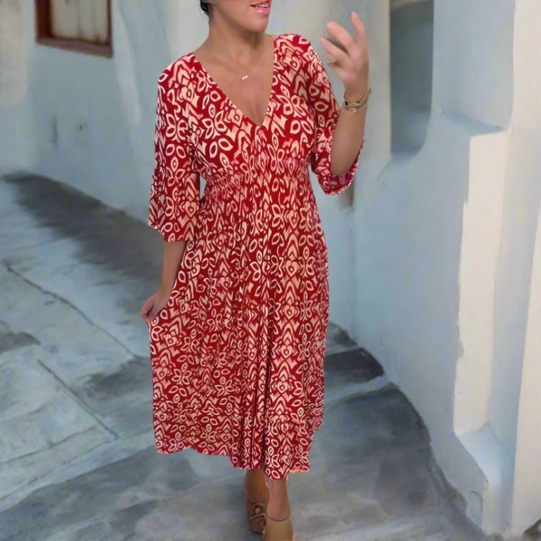 Isabella – Boho Bedrukte Jurk