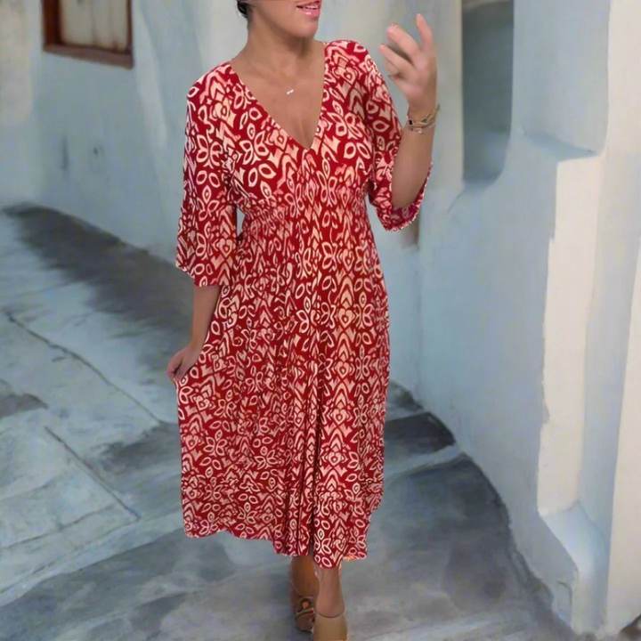 Isabella – Boho Bedrukte Jurk