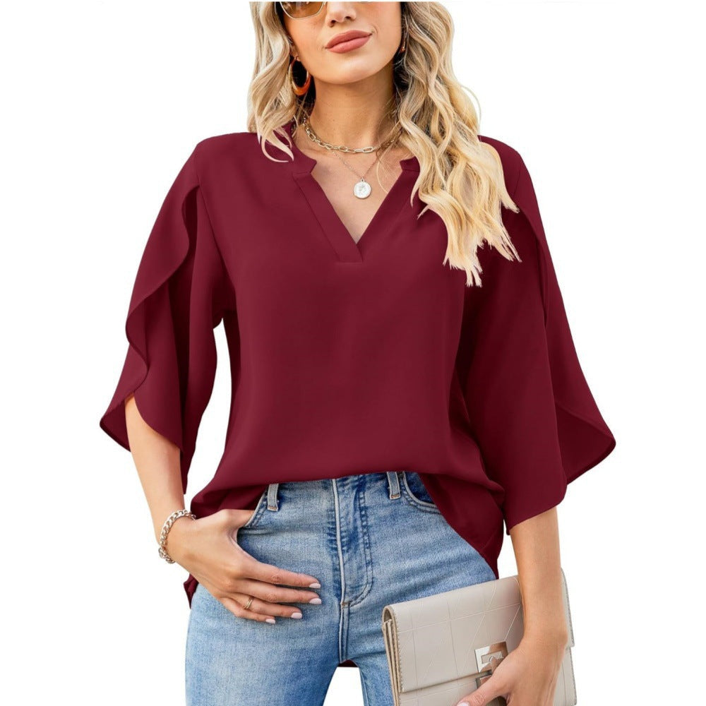 Aislinn - Chiffon Zomerblouse met V-Hals