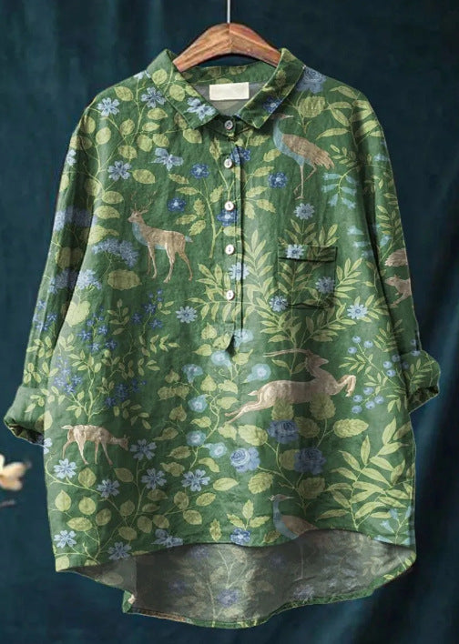 Caroline – Blouse van Katoen en Linnen met Bloemenprint
