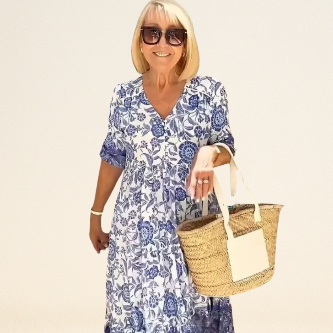 Palma - Elegante Bloemenjurk met V-hals