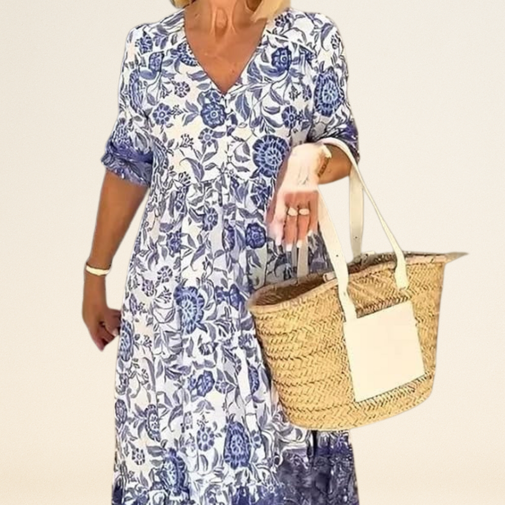 Palma - Elegante Bloemenjurk met V-hals