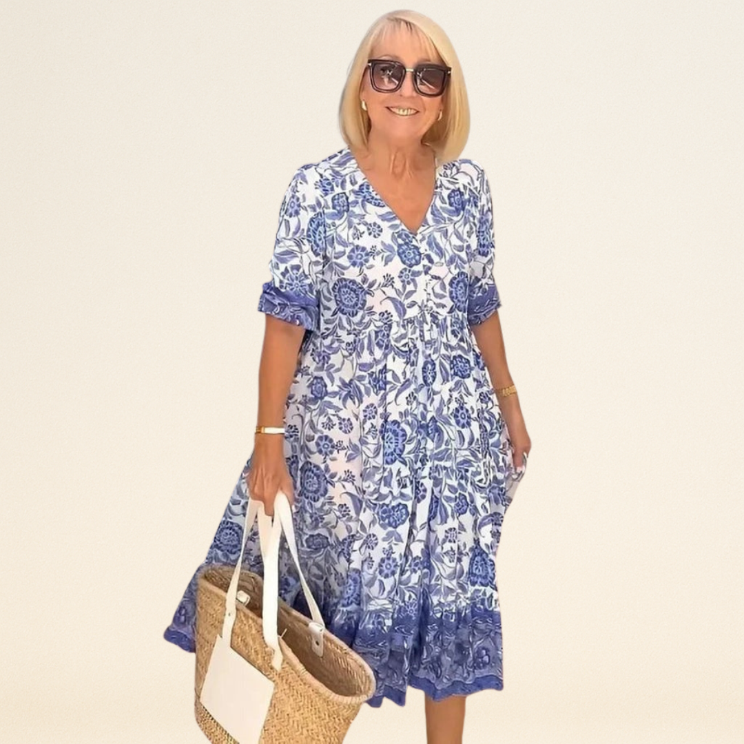 Palma - Elegante Bloemenjurk met V-hals