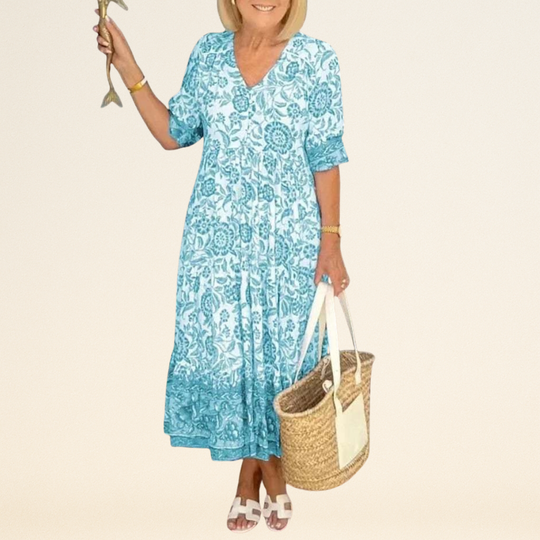 Palma - Elegante Bloemenjurk met V-hals