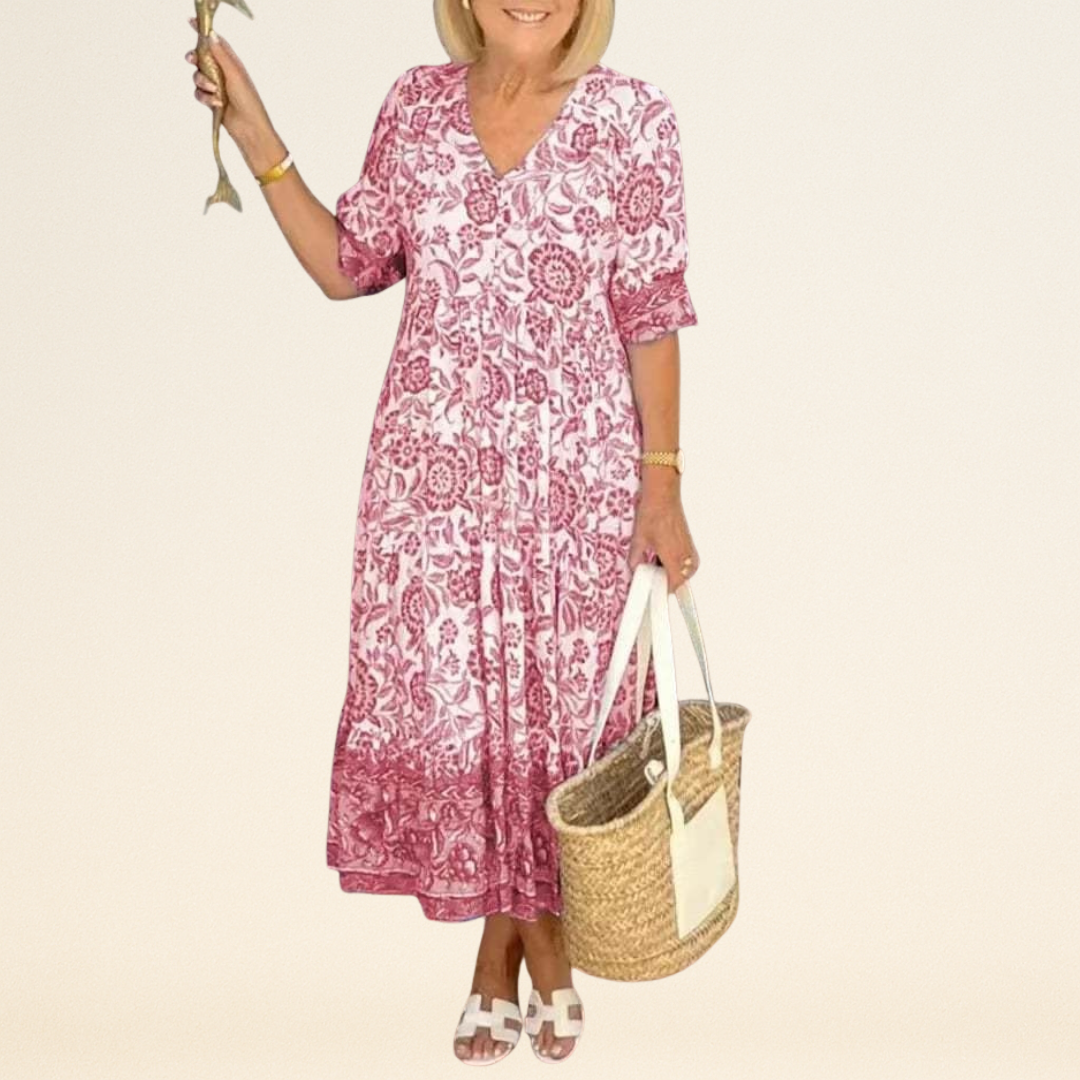 Palma - Elegante Bloemenjurk met V-hals